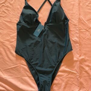 COPY - Cupshe  dark green Plunging V-Neck One Piece Swimsuit